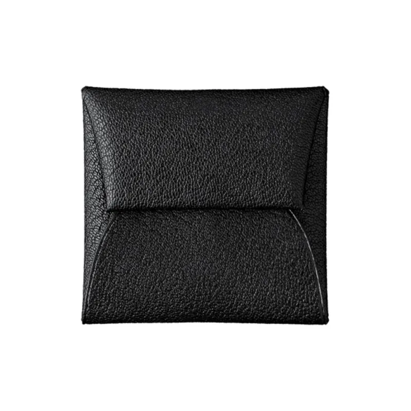 HERMES Bastia Goatskin Coin Purse Card Holder, Wallet Women's Black-0
