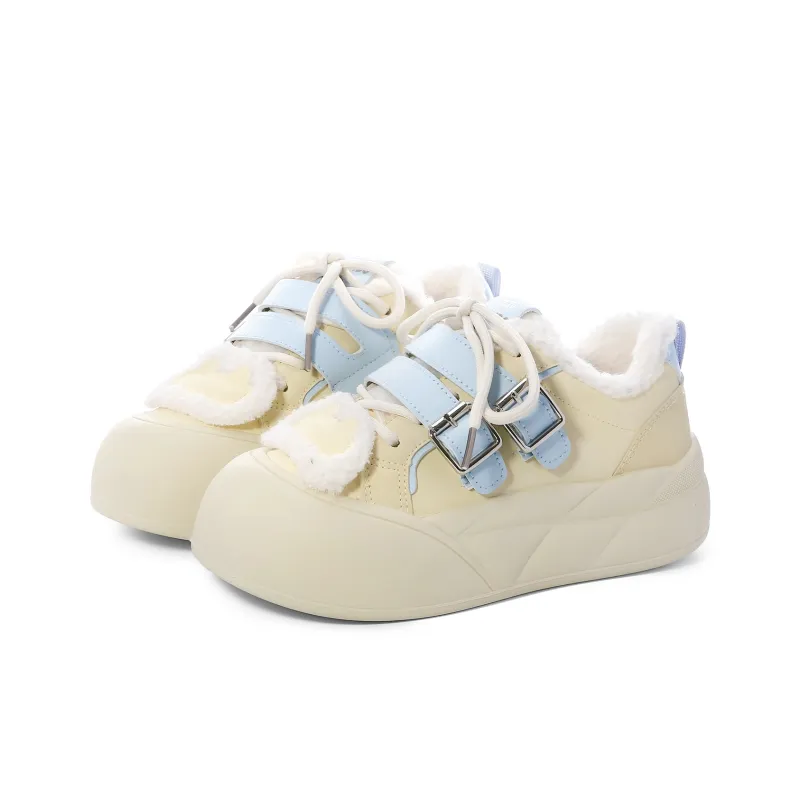 Lovely You Thermal Lightweight Slip Resistant Low Top Skateboard Shoes Women's Yellow Blue-2