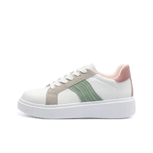 KATHRYN WILSON Anti Slip Wear Resistant Low Top Skateboard Shoes Women's White Green