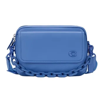 COACH Charter Gloves Made Of Tanned Leather Flap Shoulder Bag Crossbody Bag Medium Size Men's Blueberry