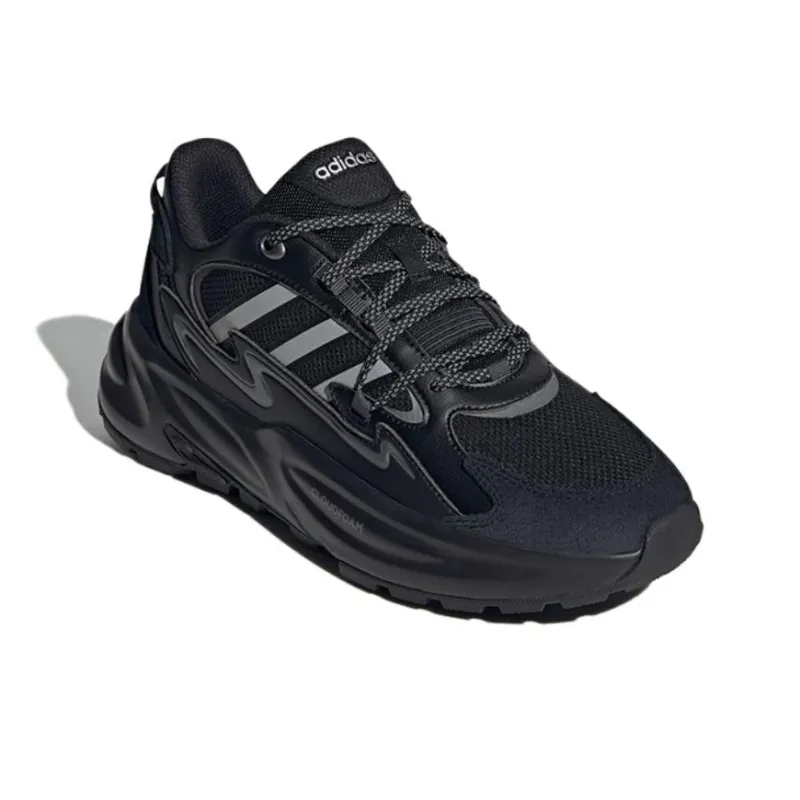 Adidas Ozwave Anti-Slip Wear-Resistant Low-Top Chunky Sneakers Unisex Black Silver-2