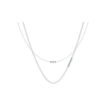 Mistova JEWELRY S925 Silver White Gold Plated Inlaid Synthetic Zircon Starlight Double Layer Necklace Women's Silver