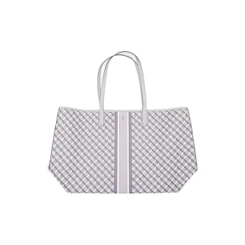 TORY BURCH Perry Canvas Tote Bag, Shopping Bag, Handbag, Shoulder Bag Women's Gray Multicolor