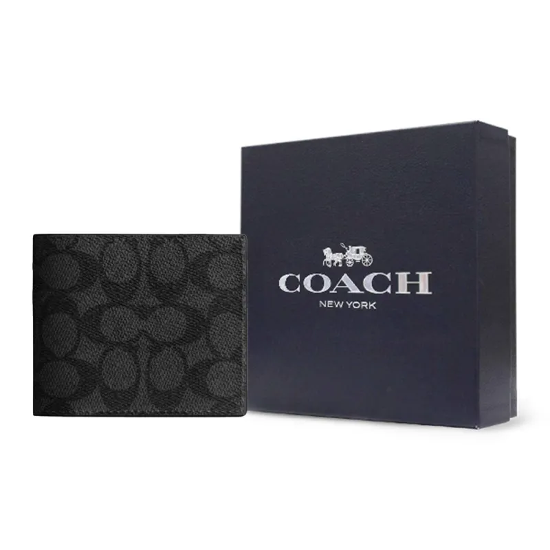 COACH Coated Canvas Wallet Trumpets Men's Black-5
