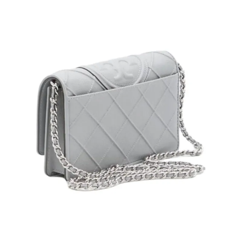 TORY BURCH Embossed Leather Crossbody Bag Mini Women's Gray-1