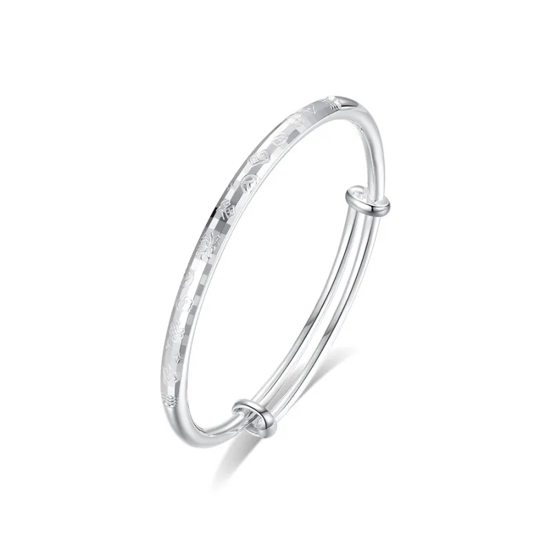 Heart Grass 999 Fine Silver Bangles Women's-0