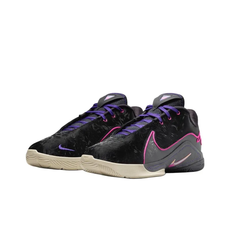 Nike LeBron 22 Anti Slip Wear Resistant Low Top Basketball Shoes Unisex Black Gray Purple-2