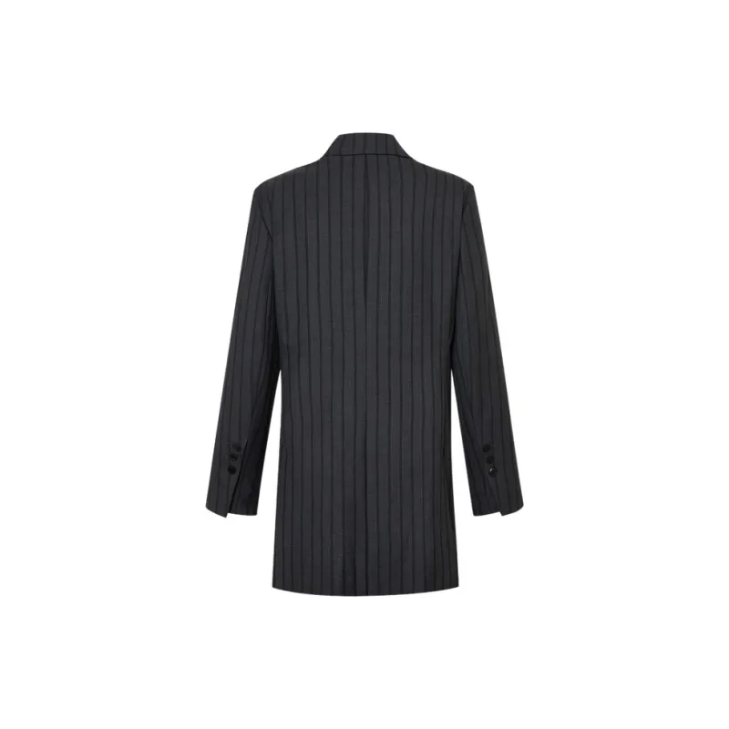 MOCO Business Suit Women's Black Gray Stripes-1