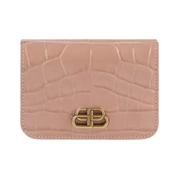 Balenciaga Cow Leather Wallet Mini Women's Beige