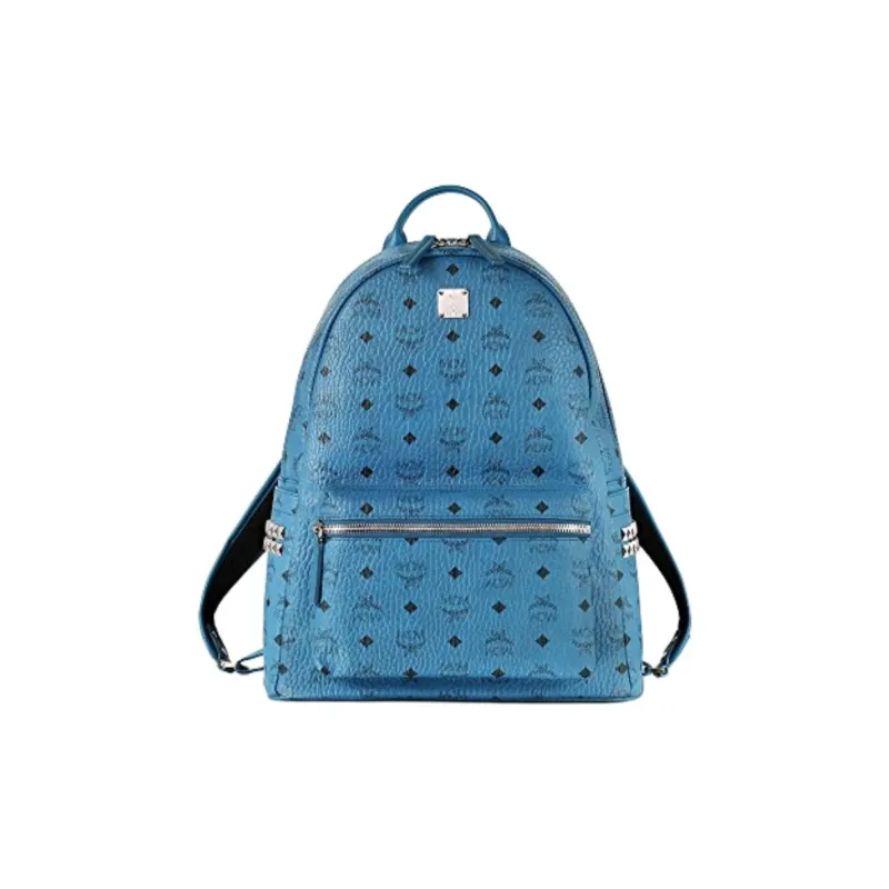 MCM Stark Backpack Visetos Side Studs Medium Munich Blue-1