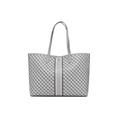TORY BURCH Perry Coated Canvas Tote Bag Shopping Bag Shoulder Bags Women's Gray Multicolor