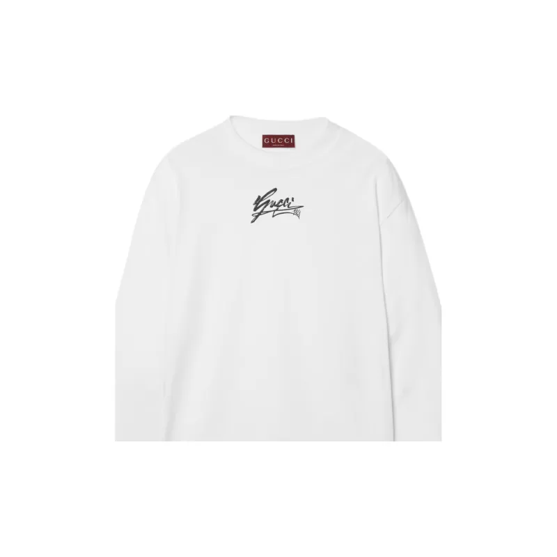 GUCCI Logo Printed Long Sleeve T Shirt-4