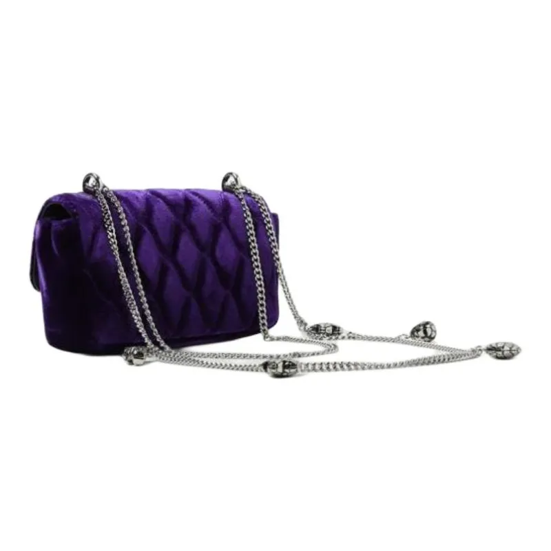 TORY BURCH Kira Velvet Handbag, Shoulder Bag Women's Dark Purple Copper Garnet-3