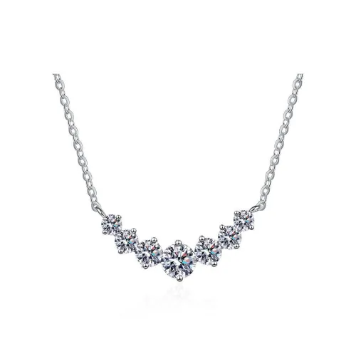 CHUVORA 925 Sterling Silver Collarbone Chain 1 Carat Pendant Advanced Sensory Women's