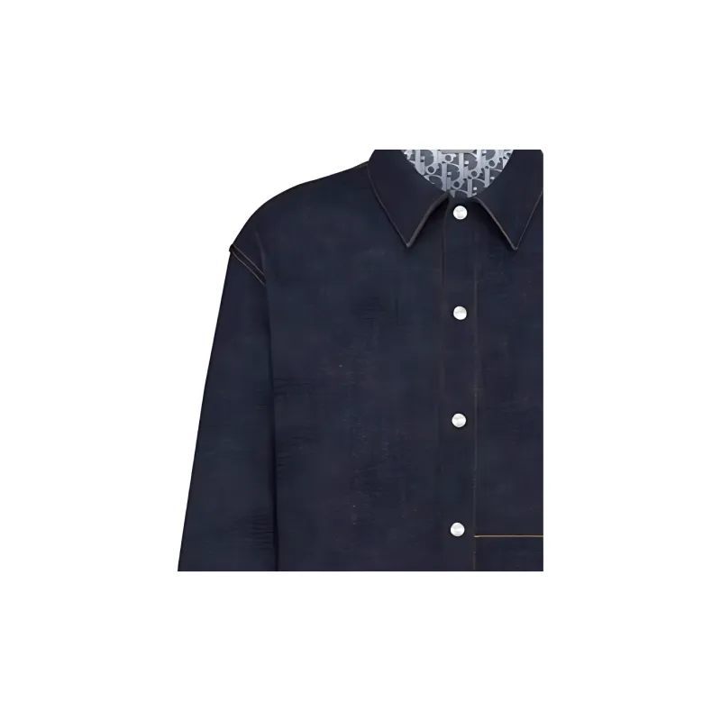 DIOR Logo Patch Buttoned Denim Jacket-4