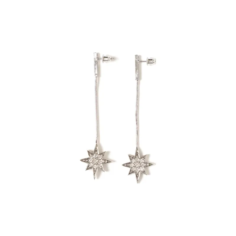 Beams Brass, Crystal, Glass Earrings Women's Silver-1