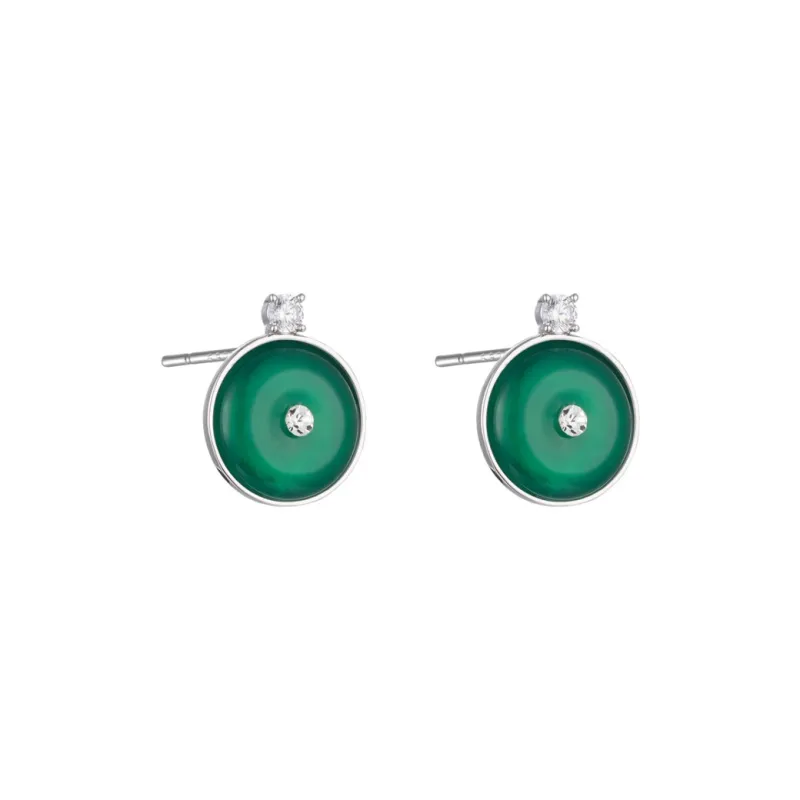 Suddenly Lucky Chalcedony Stud Earrings Women's-0
