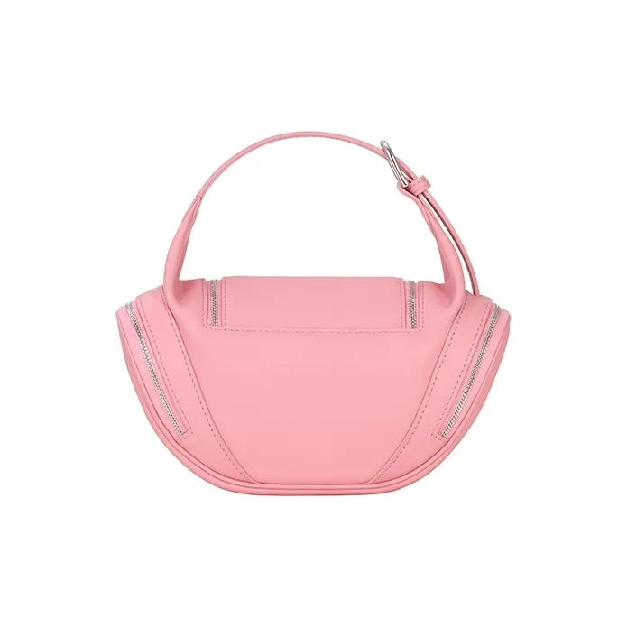 HXXXXS Top Grain Cow Leather Handbag Women's Black/Cookie/Floral Pink-16