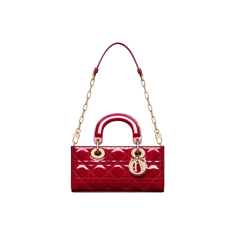 DIOR Lady D JOY Patent Leather Cowhide Dior Bag Shoulder Bag Crossbody Bag Handbag Small Size Women's Cherry Red-2