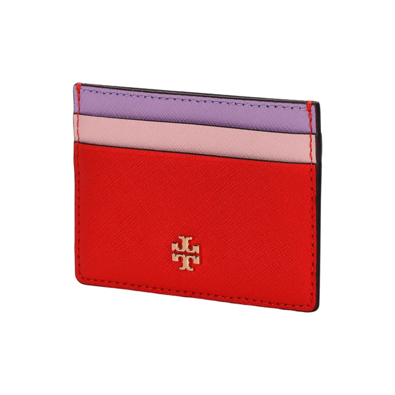 TORY BURCH Emerson Cow Leather Card Holder Card Holder Mini Women's Purple Pink Multicolor-1