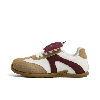 HUANQIU Anti Slip And Wear Resistant Lightweight Low Top Skateboard Shoes Women's Beige Burgundy