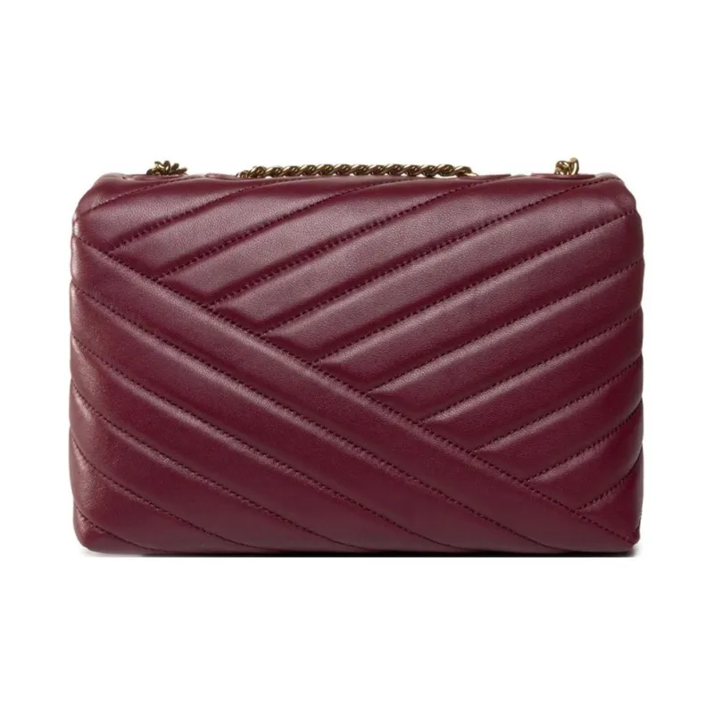 TORY BURCH Sheepskin Patchwork Crossbody Bag, Shoulder Bag Women's Pomegranate Stone Color-3