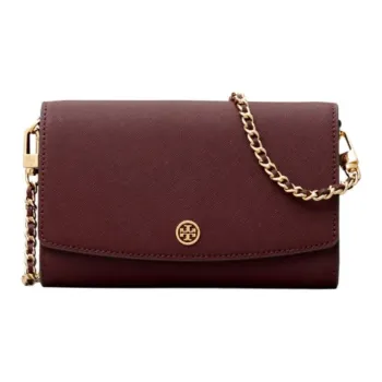 TORY BURCH Robinson Leather Shoulder Bag Crossbody Bag WOC Wallet Women's Grape Red