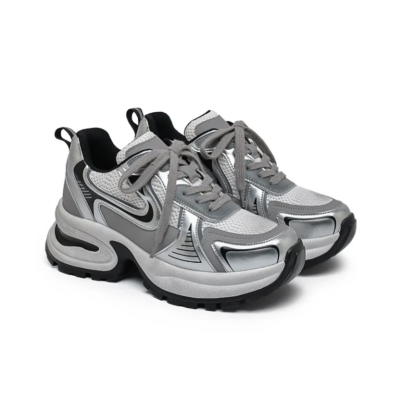 ΛOLUNKΛ Low Top Chunky Sneakers Unisex Silver-8
