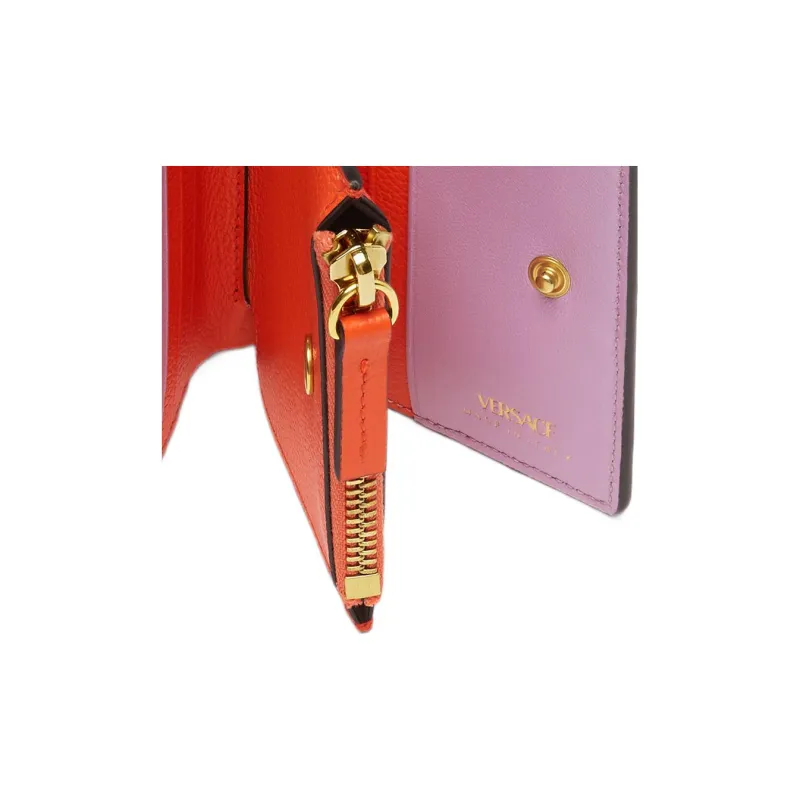VERSACE La Medusa Cow Leather Wallet Women's Orange-3