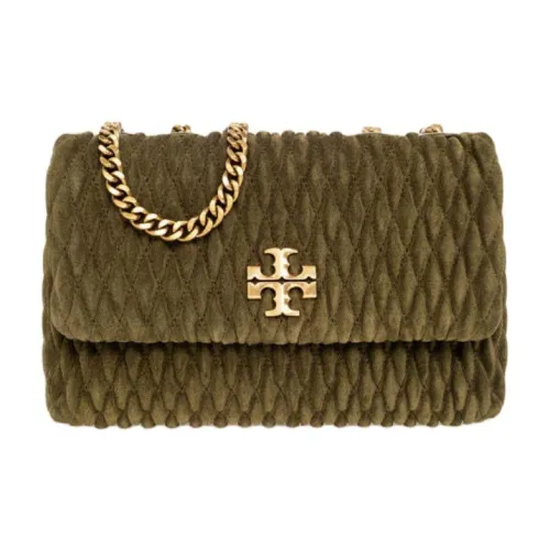 TORY BURCH Kira Pleated Suede Crossbody Bag, Shoulder Bag Women's Green