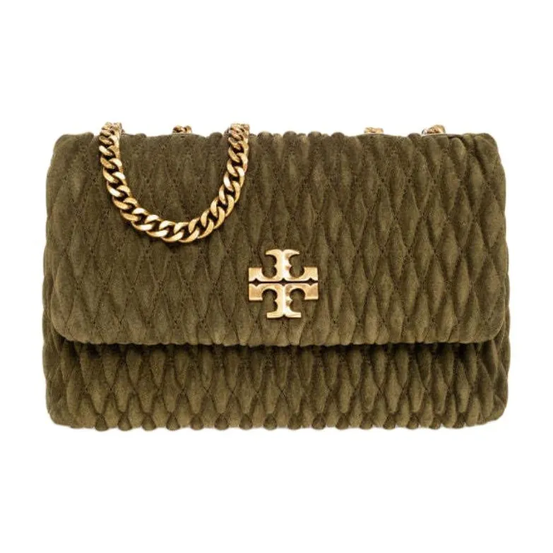 TORY BURCH Kira Pleated Suede Crossbody Bag, Shoulder Bag Women's Green-0