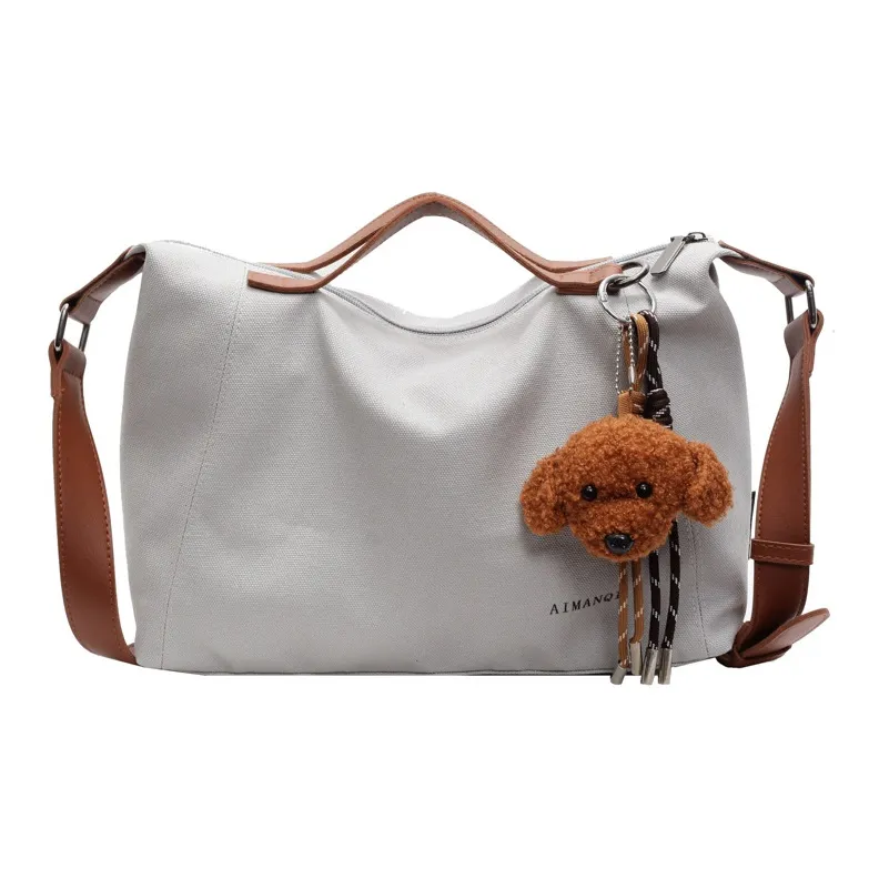 Barang Bear Canvas Canvas Bag One Shoulder Handbag Regular Unisex Multicolor-5