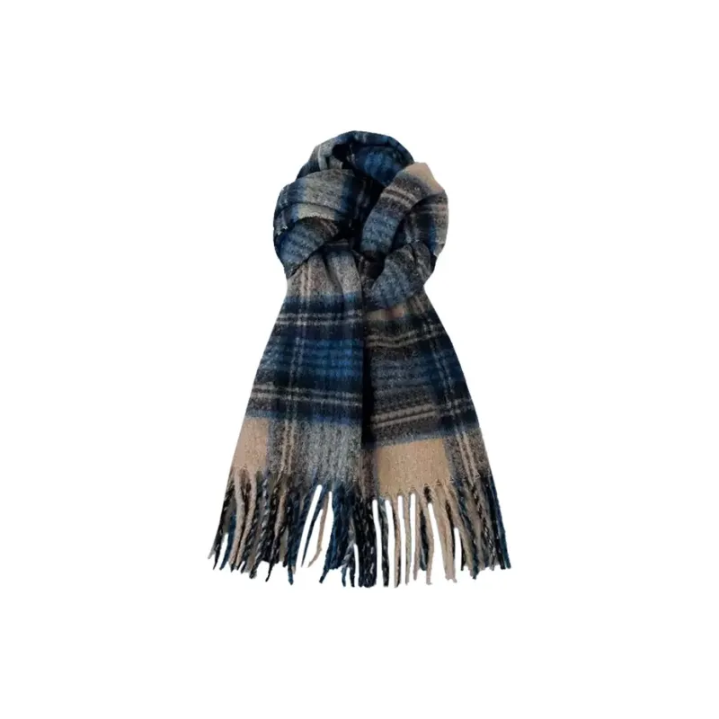 PISHUSHU Polyester Knit Scarves Unisex Blue Green Pink Purple-0