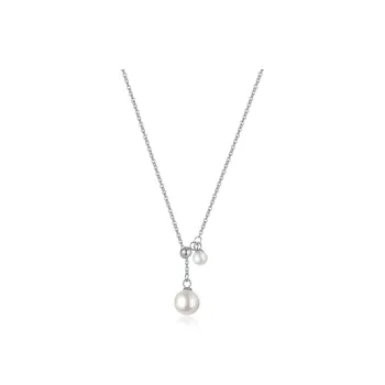 CHUVORA Luxe Fashion Pearl Titanium Steel Collarbone Minimalist Elegance Small Light Bulb Necklace For Women's Women's