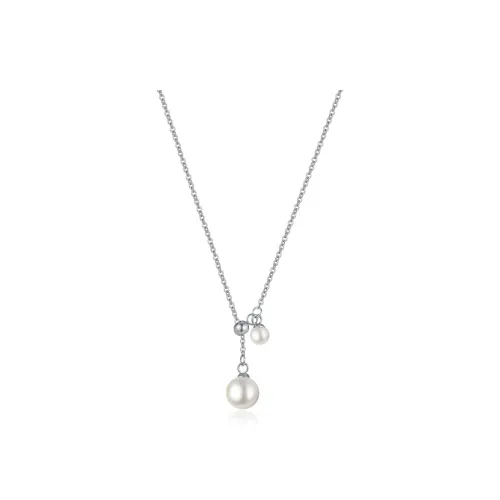 CHUVORA Luxe Fashion Pearl Titanium Steel Collarbone Minimalist Elegance Small Light Bulb Necklace For Women's Women's