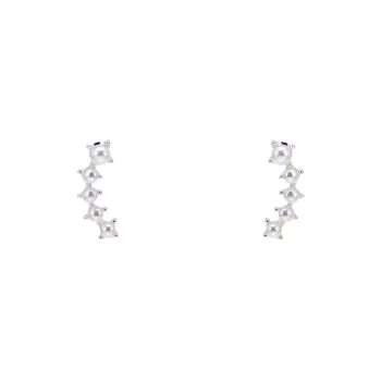 BLESSED BULLET S925 Sterling Silver Stud Artificial Pearl Stud Earrings Women's Silver