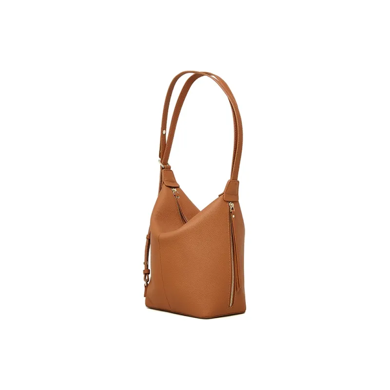 Carnival Keep Cow Leather Portable Backpack Shoulder Bag Regular Women's Elephant Gray/Black/Caramel-13