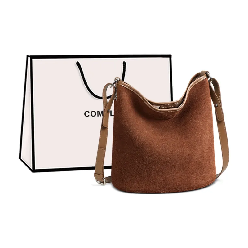 COMELY Cow Leather Patchwork Synthetic Leather Shoulder Bag Regular Women's Khaki/Chocolate-0