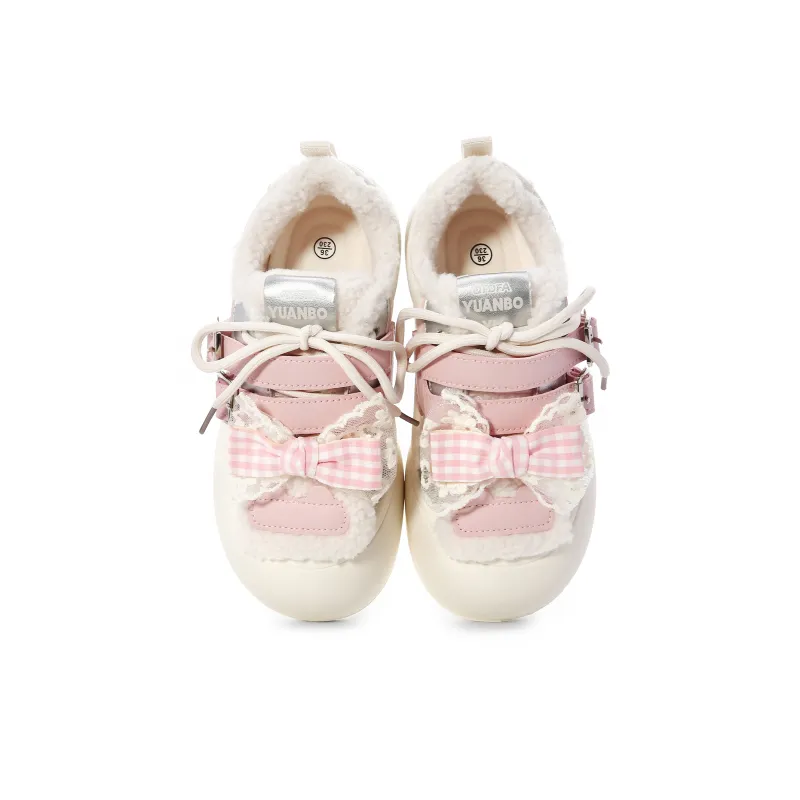 Lovely You Warm Lightweight And Wear Resistant Low Top Skateboard Shoes Women's Beige Silver Pink-9