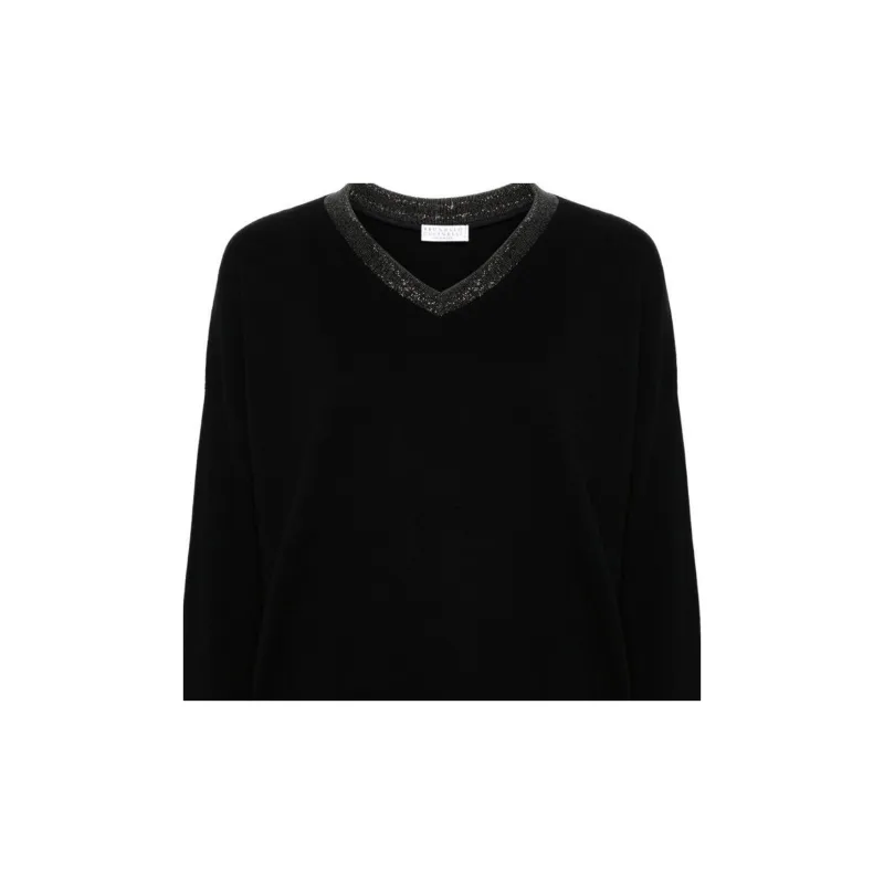 Brunello Cucinelli V-Neck Embellished Jumper-4