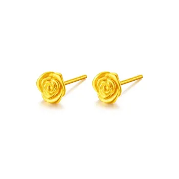 KING TAI SANG 18K Gold Stud Earrings Women's