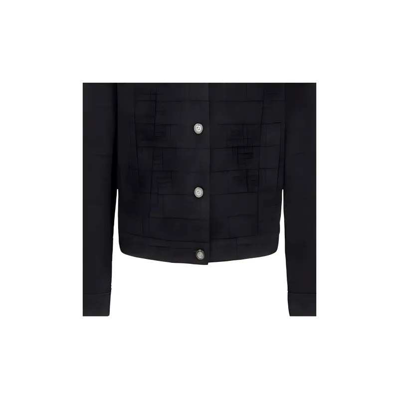 FENDI Logo Detailed Denim Jacket-4