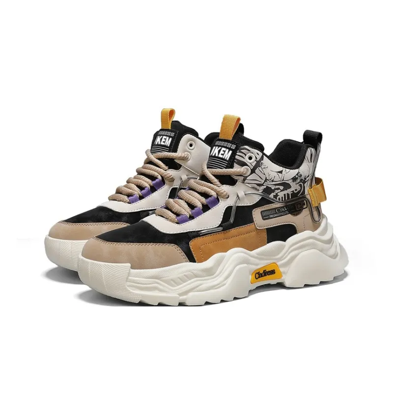 JKEM Cushioned Slip-Resistant Abrasion-Resistant High-Top Chunky Sneakers Men's-4