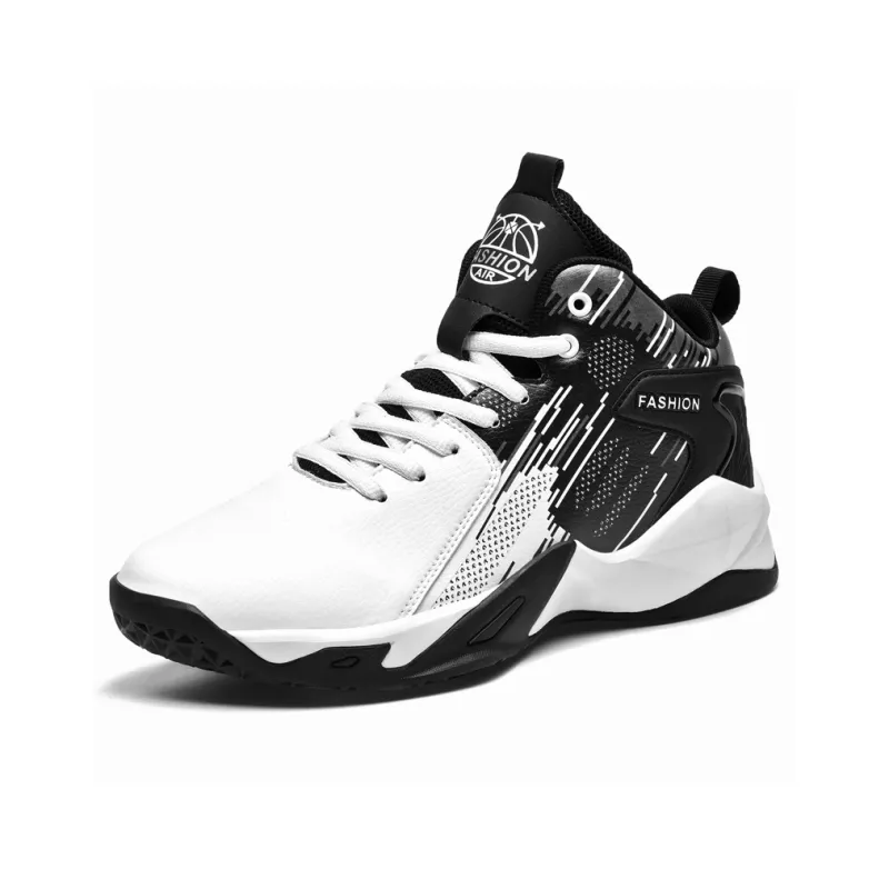 MUSNODO Cushioning, Slip Resistant, And Abrasion Resistant High Top Basketball Shoes Unisex Black White Mismatched-30