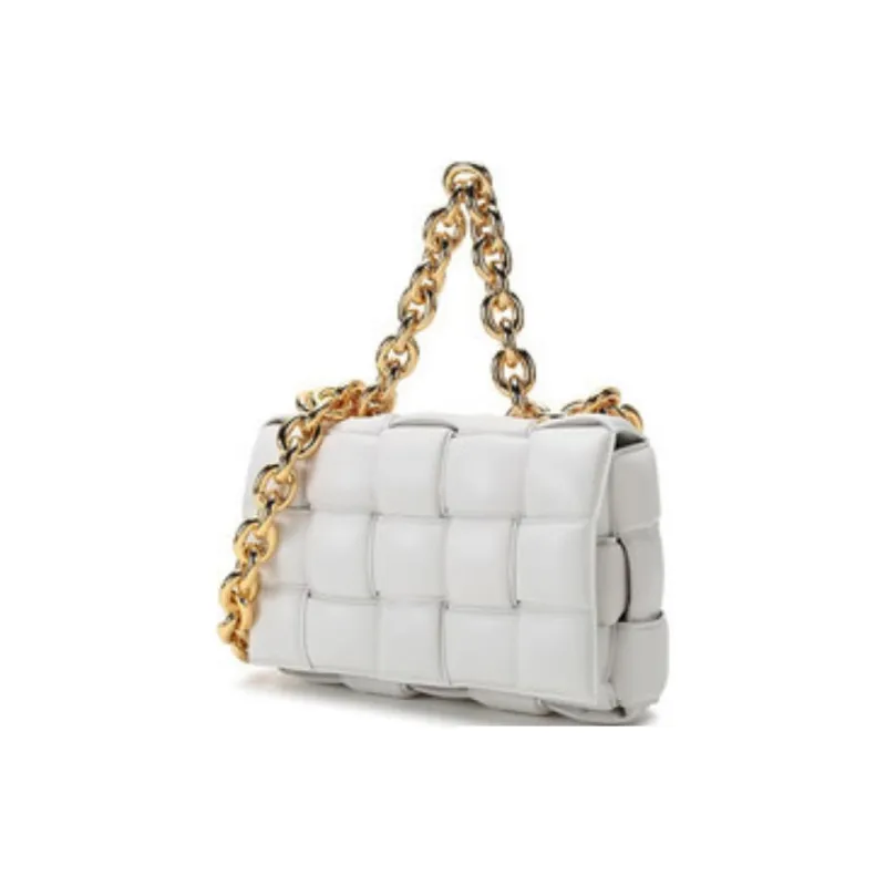 Bottega Veneta Chain Cassette Padded Intreccio Shoulder Bag Chalk-1