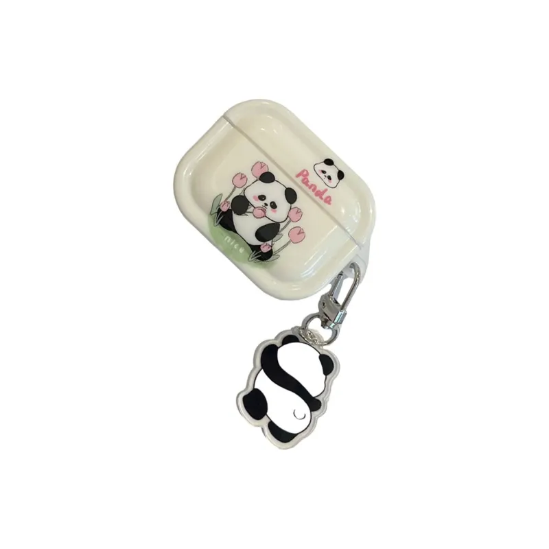 Baohuguang Compatible With AirPods 2/pro/1 TPU Cute Pink Tulip Panda Fully Enclosed Headphone Cases-1