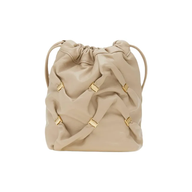 FERRAGAMO Nappa Leather Bucket Bags Crossbody Bag Shoulder Bag Mini Women's Taupe-3