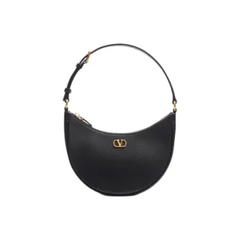 Valentino Grained Calfskin Hobo Bag Handbag Mini Women's Black