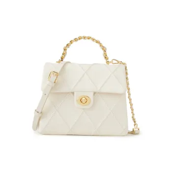 ELLE Portable Texture Chain Bag Commute Crossbody Bag, Shoulder Bag Large Size Women's Black/White