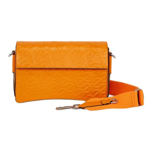 Ecco Cow Leather Shoulder Bag Crossbody Bag Medium Size Women's Gold Orange